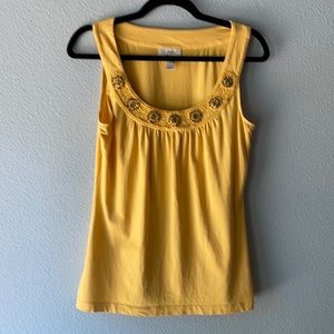 🌻HP🌻 Yellow Loft Tank w Embroidered Collar, Sz S